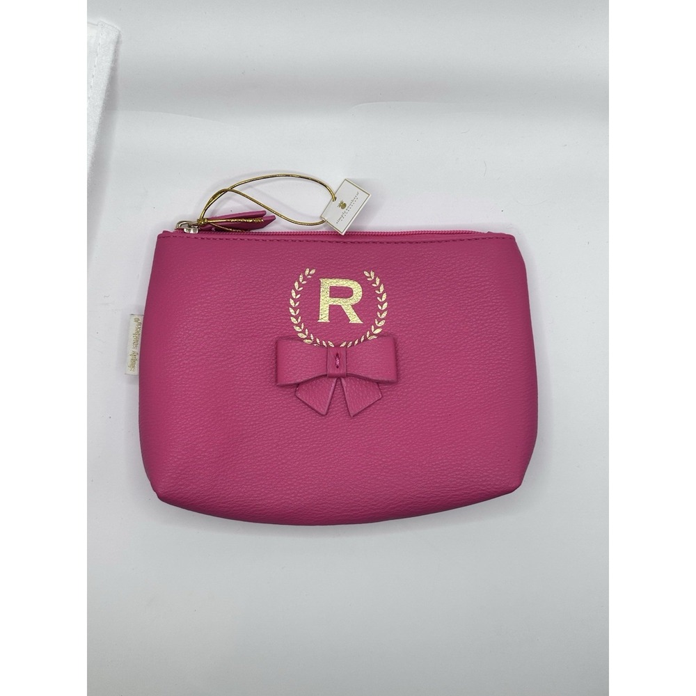 NWT Simply Southern Pink Bow "R" Monogram Makeup Zipper Pouch Purse